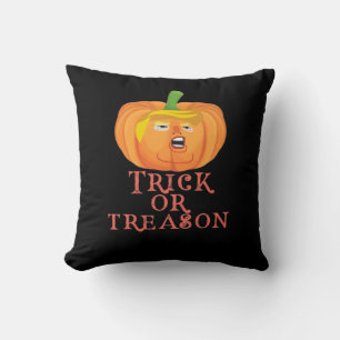 Trick Or Treason Halloween Impeach Trumpkin Design Throw Pillow