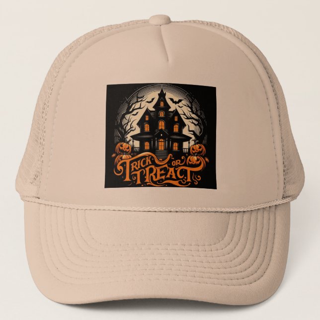 Trick or treat2 halloween  trucker hat (Front)