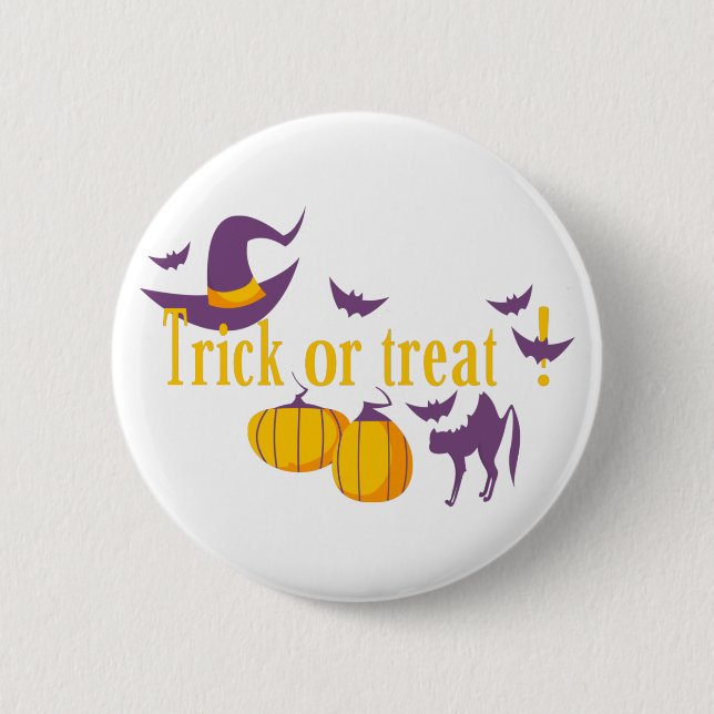 trick or treat 2 inch round button (Front)