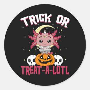 Trick or Treat A Lotl Axolotl Mummy Halloween Skul Classic Round Sticker