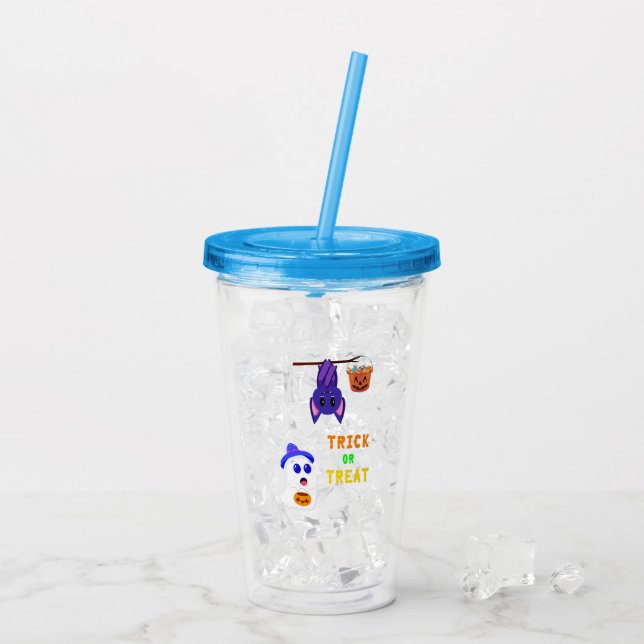 Trick Or Treat Bats Candy 31 UK October Halloween Acrylic Tumbler (Back Ice)