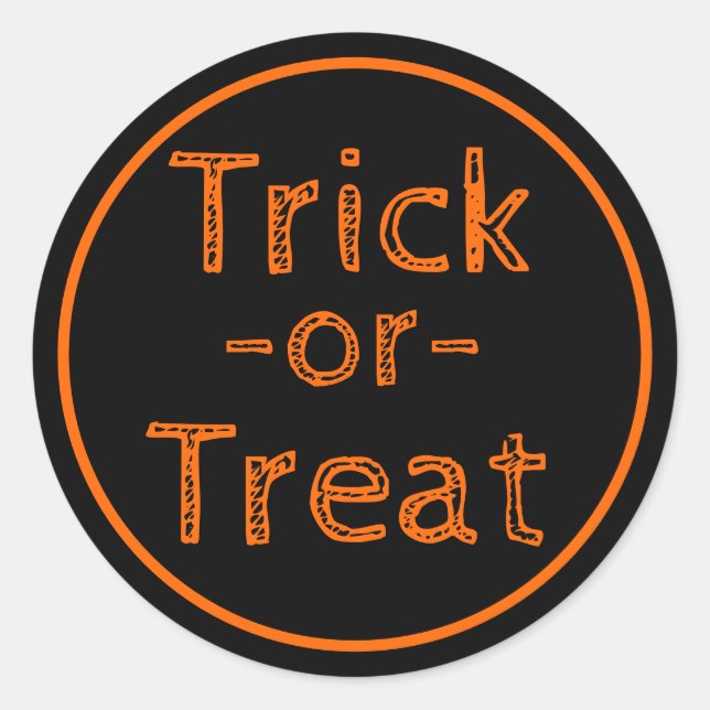 Trick-or-Treat Black and Orange Halloween Theme Classic Round Sticker (Front)