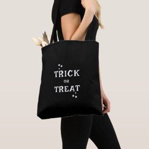 Trick or Treat Black and White Halloween Stars Tote Bag