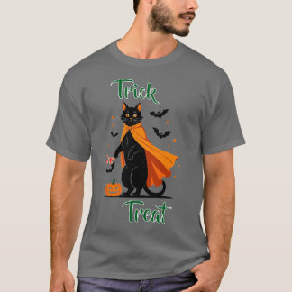 Trick or Treat Black Cat Halloween T-Shirt