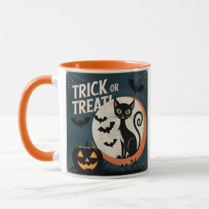 Trick or treat black cat mug