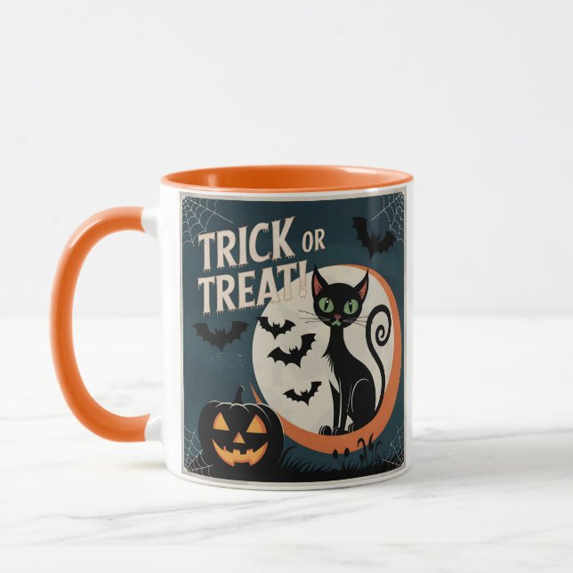 Trick or treat black cat mug (Left)