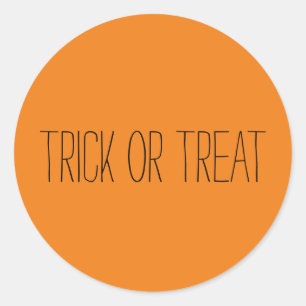 Trick or Treat black orange Spooky Halloween Classic Round Sticker