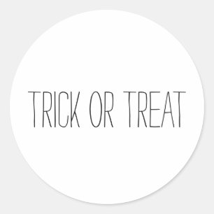 Trick or Treat black & white Spooky Halloween Classic Round Sticker