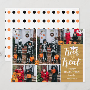 Trick Or Treat Boo Halloween Family Photo Collage Holiday Card