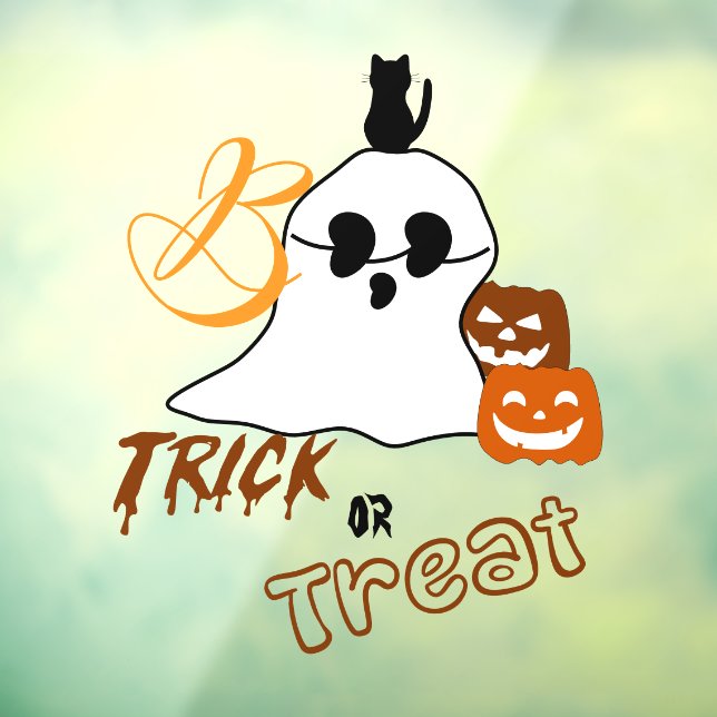 Trick Or Treat Boo with Back Cat and Pumpkin Window Cling (Sheet 3)