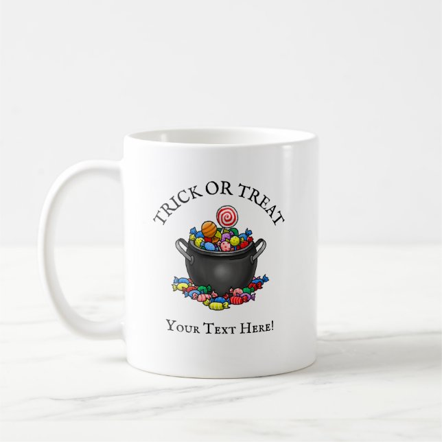 Trick or Treat Candy Cauldron Coffee Mug (Left)