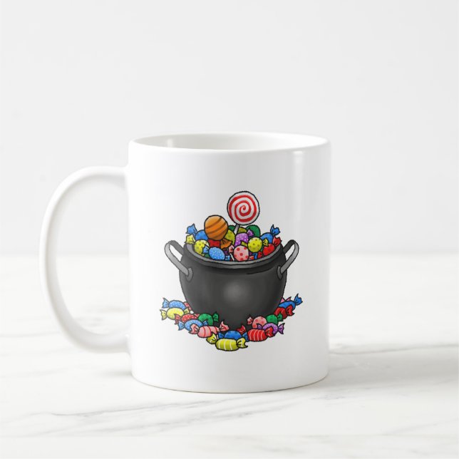 Trick or Treat Candy Cauldron Coffee Mug (Left)