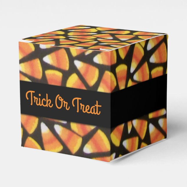 Trick Or Treat Candy Corn Cube Favour Box (Front Side)