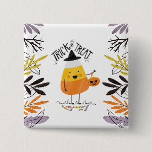 Trick or Treat Candy Corn Halloween   Button