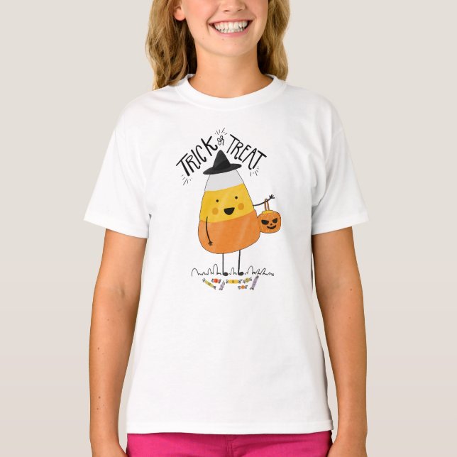 Trick or Treat Candy Corn Halloween Crew Shirt (Front)