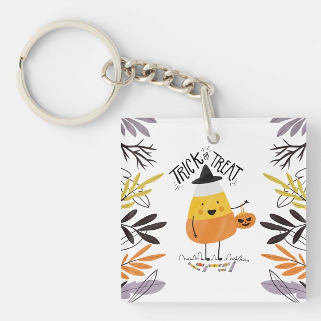 Trick or Treat Candy Corn Halloween | Keychain (Front)