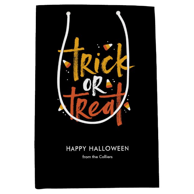 Trick or Treat Candy Corn Halloween Medium Gift Bag (Front)