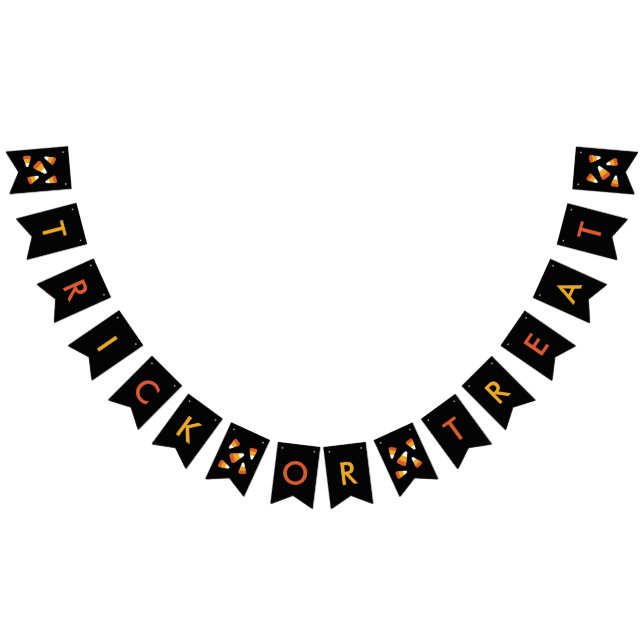 Trick or Treat Candy Corn Halloween Party Bunting Flags (All)