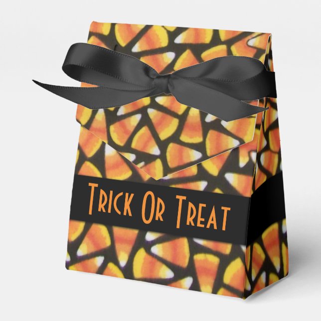 Trick Or Treat Candy Corn Tent Favour Box (Front Side)