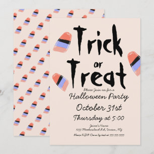 Trick or Treat Candy Costume Doodle Design Invitation