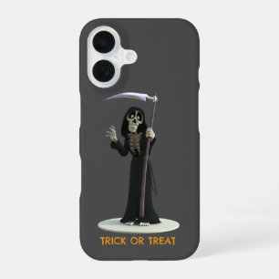 Trick or Treat. Cartoon Grim Reaper iPhone 16 Case