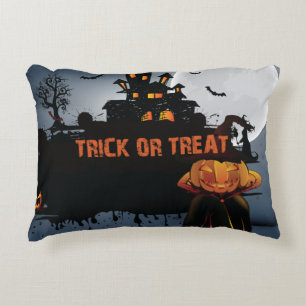 Trick or treat castle accent pillow