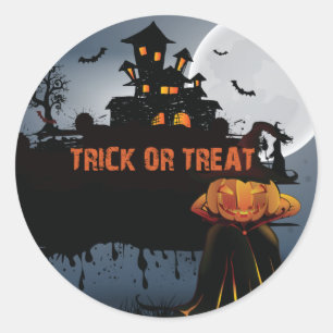Trick or treat castle classic round sticker