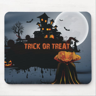 Trick or treat castle mouse pad