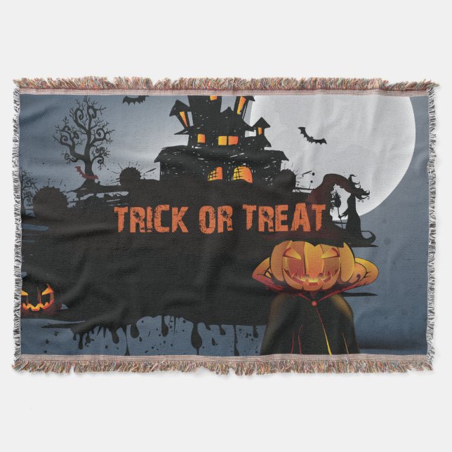 Trick or treat castle   throw blanket (Front)