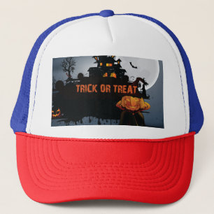 Trick or treat castle trucker hat