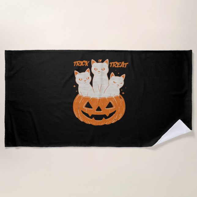 Trick or Treat cats Classic T-Shirt Beach Towel (Front)