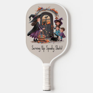 Trick Or Treat Children Collect Halloween Candy Pickleball Paddle