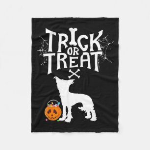 Trick Or Treat Chinese Crested Halloween Dog Fleece Blanket