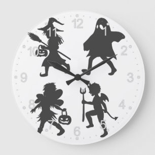 Trick  or treat - Choose background colour Large Clock