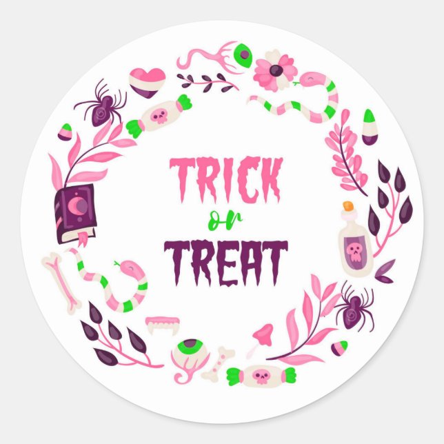 Trick or Treat Classic Round Sticker (Front)