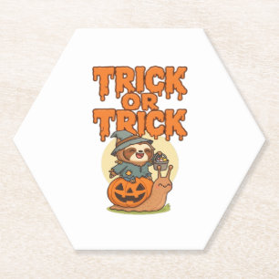 Trick or Treat Classic T-Shirt Paper Coaster
