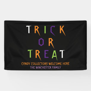 Trick or treat colourful funny spooky custom text banner