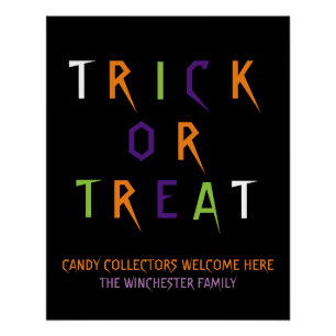 Trick or treat colourful funny spooky custom text  poster