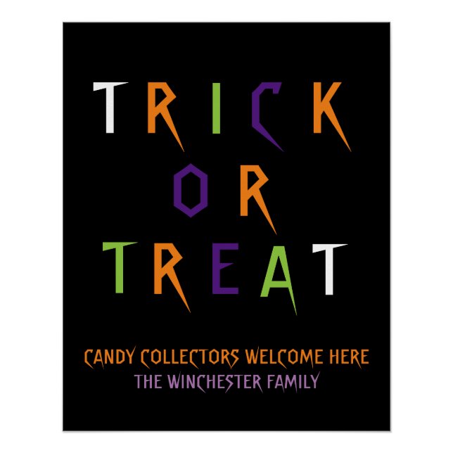 Trick or treat colourful funny spooky custom text  poster (Front)