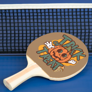 Trick or treat Cool pumpkin face Cartoon Brown Ping Pong Paddle
