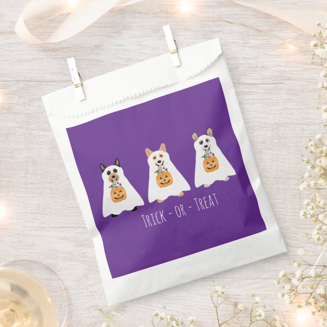 Trick Or Treat Corgi Ghost Dogs Halloween Favour Bag (Clipped)
