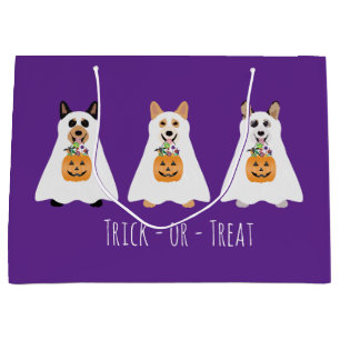Trick Or Treat Corgi Ghost Dogs Halloween Large Gift Bag