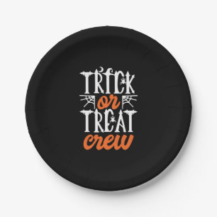 Trick Or Treat Crew Funny Cute Moon Scary Spider Paper Plate