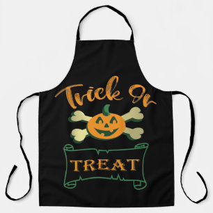 Trick or treat crossbones Halloween pumpkin Apron