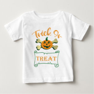 Trick or treat crossbones Halloween pumpkin Baby T-Shirt