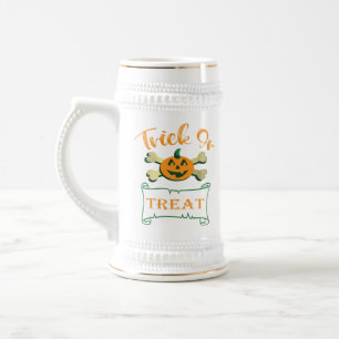 Trick or treat crossbones Halloween pumpkin Beer Stein