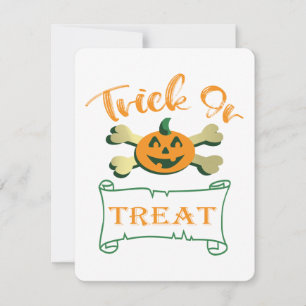 Trick or treat crossbones Halloween pumpkin  Card