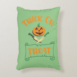 Trick or treat crossbones Halloween pumpkin face Accent Pillow