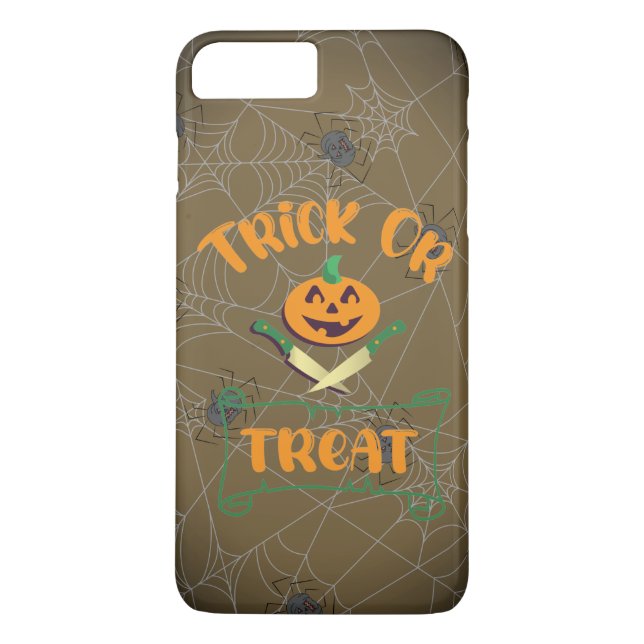 Trick or treat crossbones Halloween pumpkin face Case-Mate iPhone Case (Back)