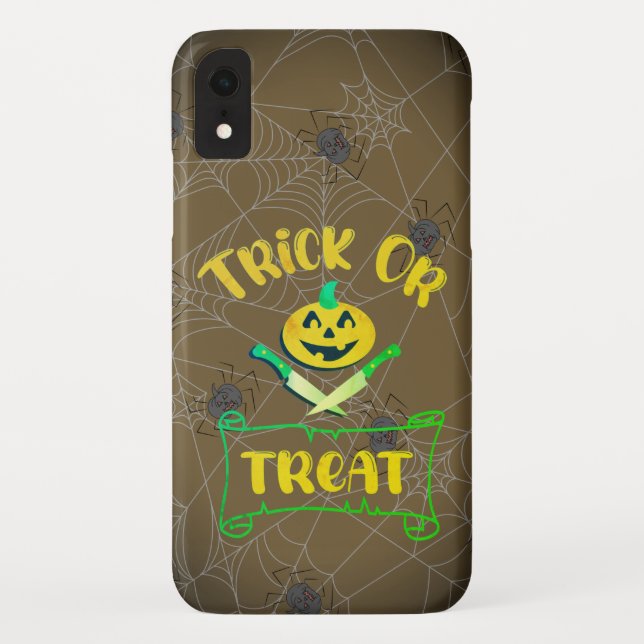 Trick or treat crossbones Halloween pumpkin face Case-Mate iPhone Case (Back)